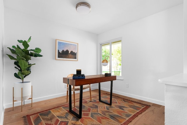 office space featuring hardwood / wood-style floors