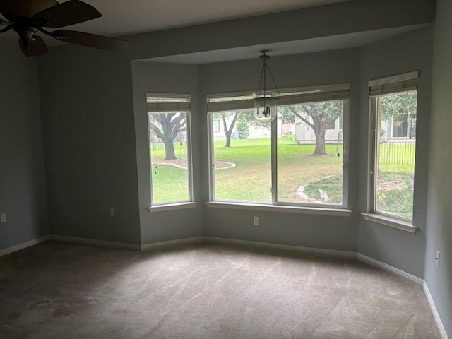 405 Dawson Trl, Georgetown, TX 78633 - carpeted spare room featuring baseboards, a chandelier, and ceiling fan