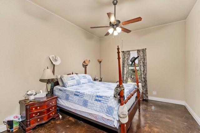 bedroom featuring ceiling fan