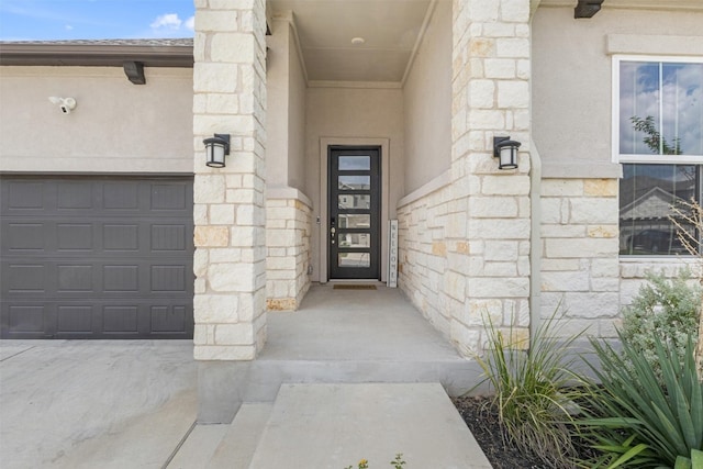 entrance to property with a garage