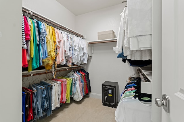 spacious closet with light carpet