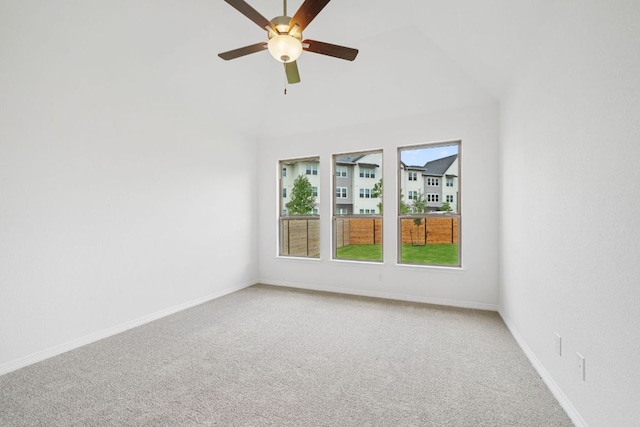 408 Ridgewell Loop, Georgetown, TX 78633 - empty room featuring light colored carpet, ceiling fan, and lofted ceiling