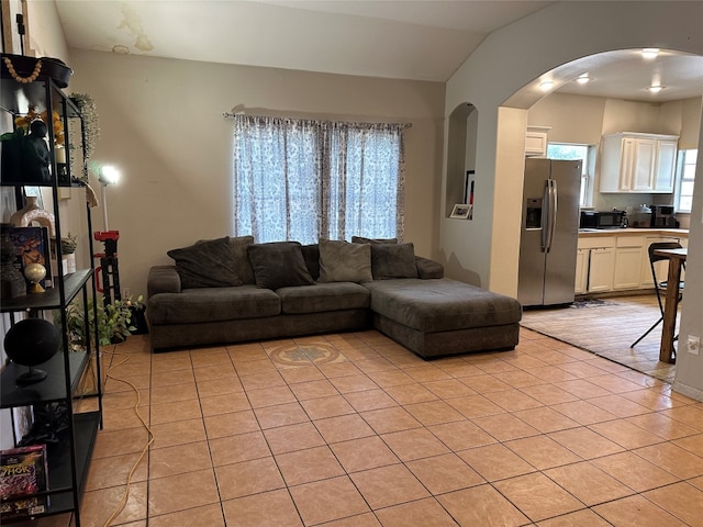 view of tiled living room