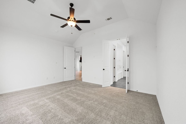 537 Raleigh Dr, Georgetown, TX 78633 - unfurnished bedroom featuring vaulted ceiling, carpet, and a ceiling fan