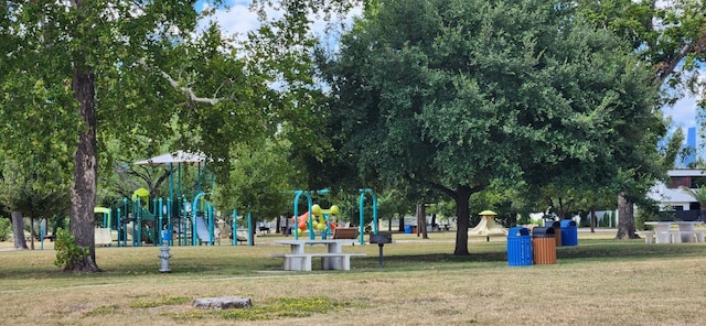 view of play area featuring a yard