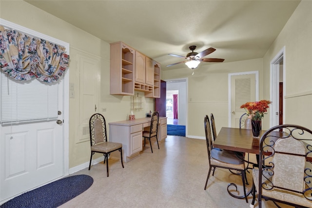 dining area with ceiling fan