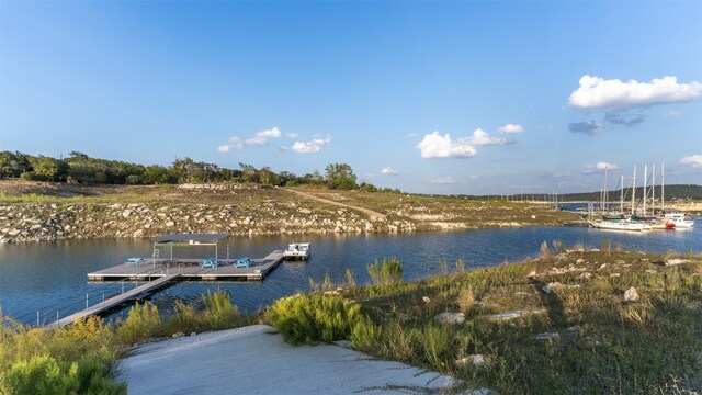 view of dock featuring a water view