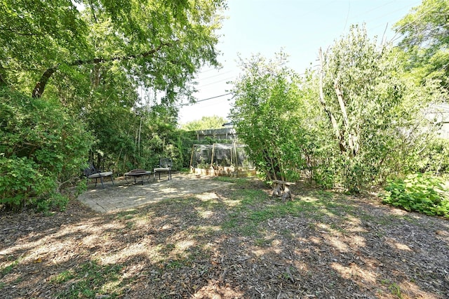 view of yard with an outdoor fire pit