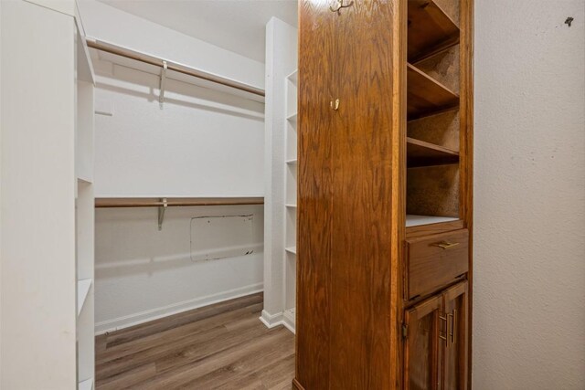 walk in closet with wood-type flooring