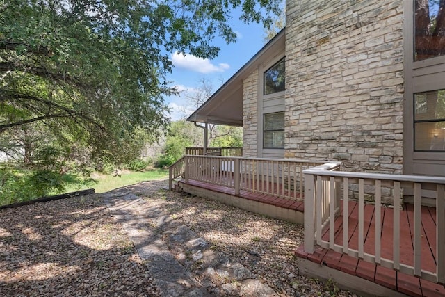 view of yard featuring a wooden deck