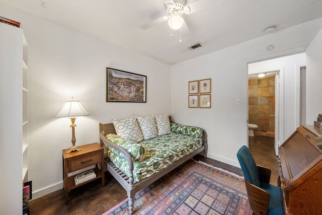 interior space featuring ceiling fan