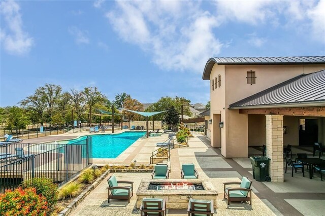 view of pool featuring a patio