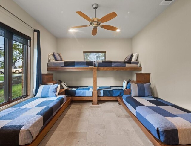 bedroom featuring ceiling fan