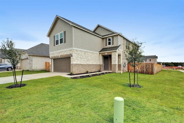 front of property featuring a front yard and a garage