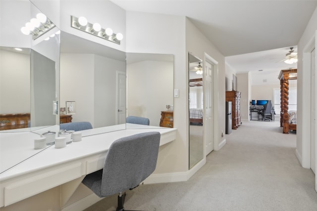 bathroom with ceiling fan