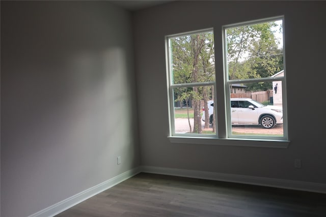 empty room with wood-type flooring and a wealth of natural light