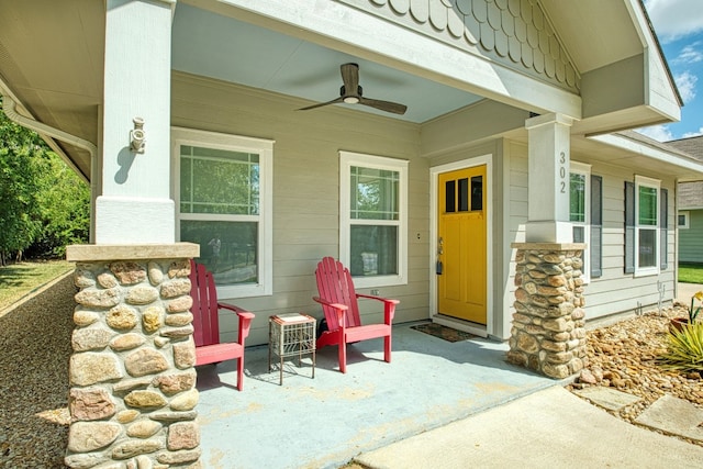 view of patio / terrace with ceiling fan