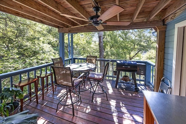 deck featuring ceiling fan