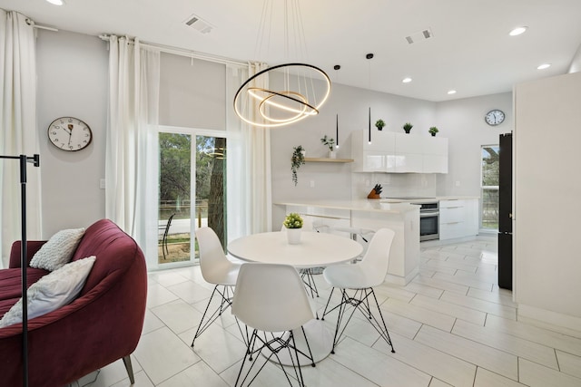 dining room with an inviting chandelier