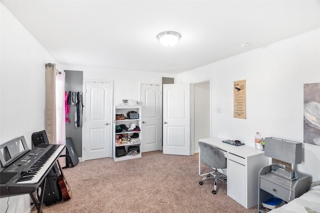 home office featuring carpet flooring