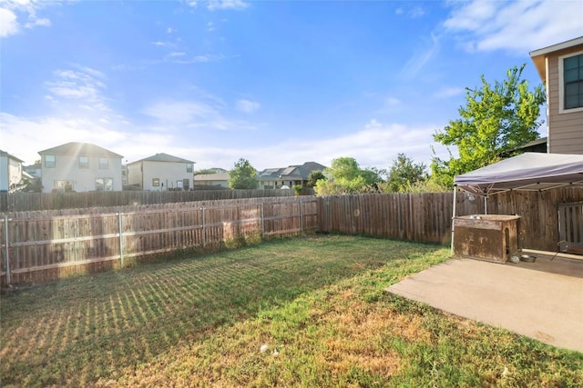 view of yard featuring a fenced backyard and a patio