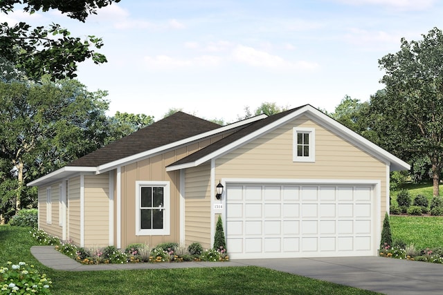 ranch-style home featuring a garage