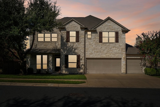 view of front facade with a garage