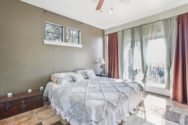 bedroom featuring ceiling fan