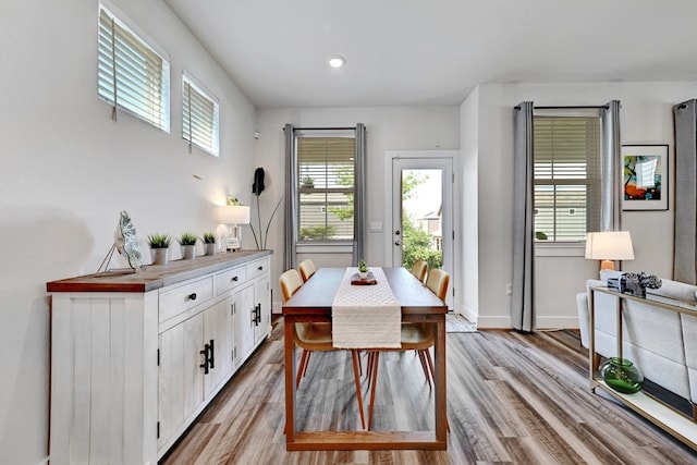 dining room with light hardwood / wood-style flooring