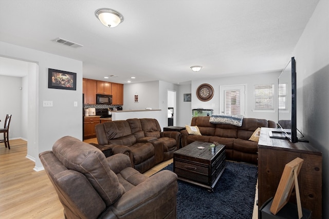 living room featuring light hardwood / wood-style floors