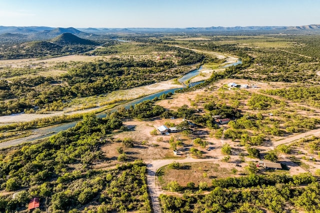 bird's eye view with a mountain view