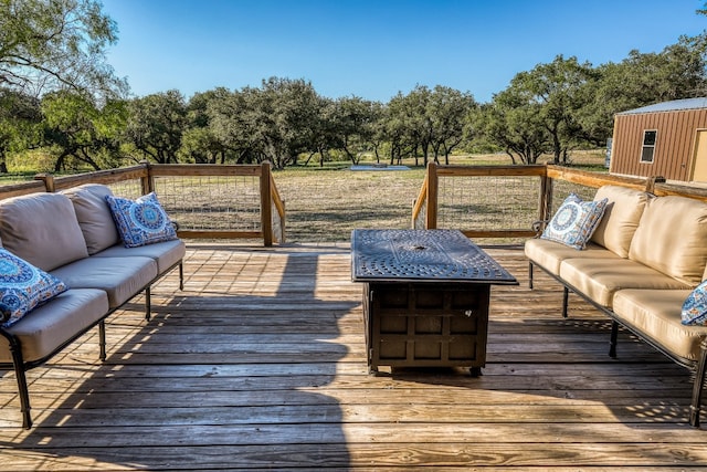 deck featuring an outdoor living space