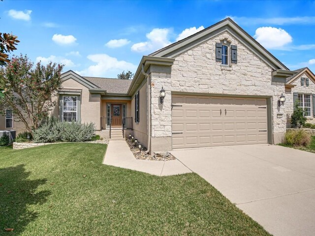 view of front of home with a front lawn