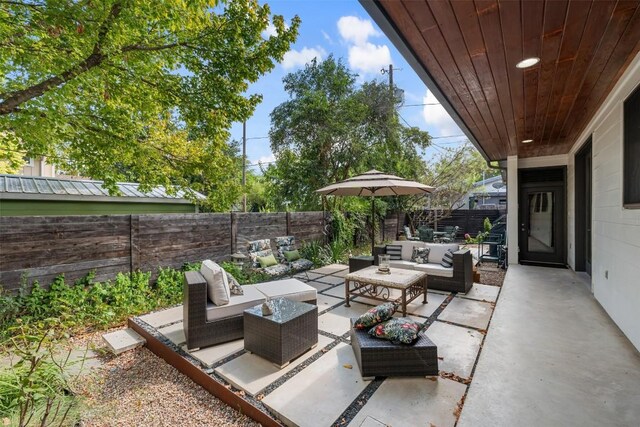 view of patio with outdoor lounge area