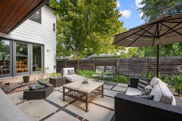 view of patio / terrace with an outdoor living space