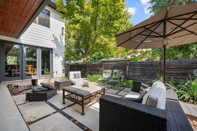 view of patio featuring an outdoor living space