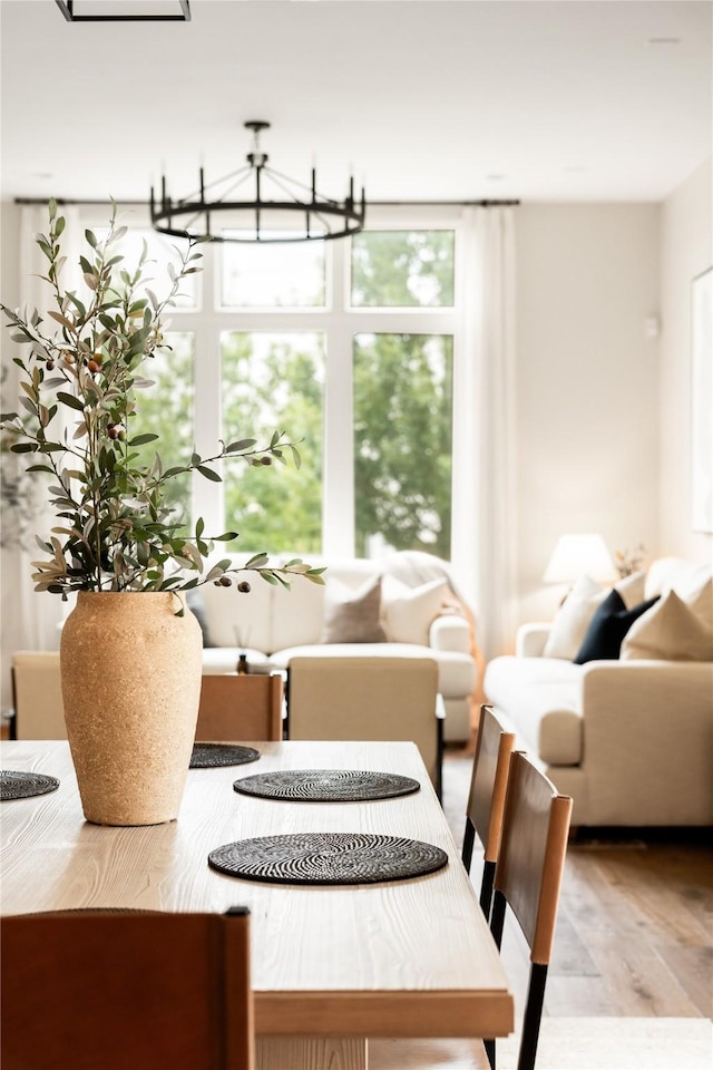 dining area with hardwood / wood-style floors