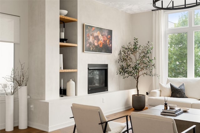 living room with hardwood / wood-style flooring