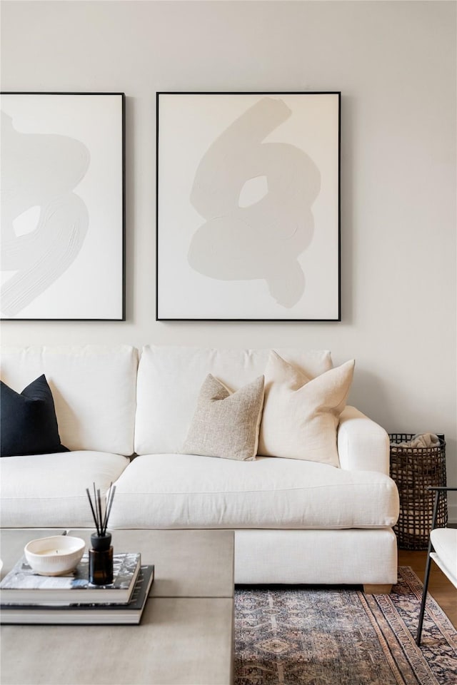 living room with wood-type flooring