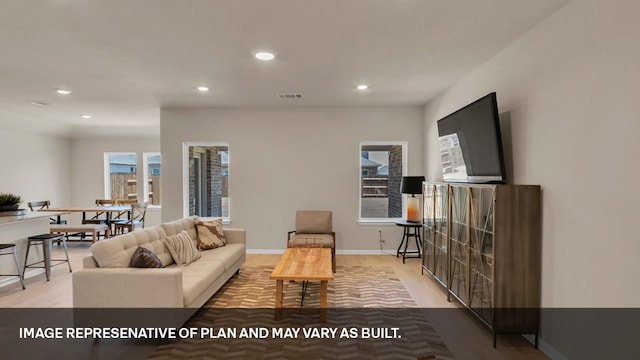 living room with hardwood / wood-style floors