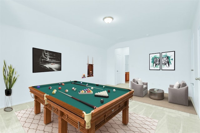 playroom featuring carpet floors and billiards