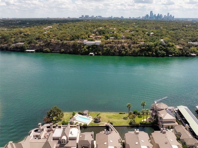 bird's eye view featuring a water view