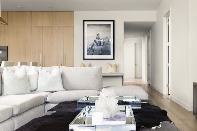 living room with light wood-type flooring