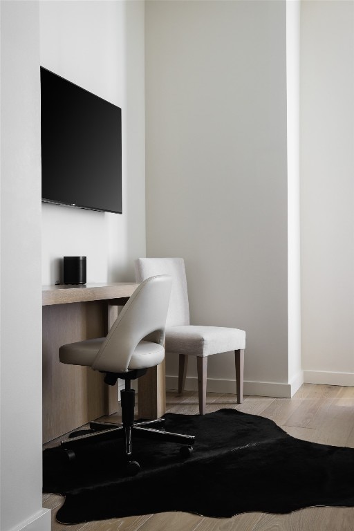 office area featuring light hardwood / wood-style floors