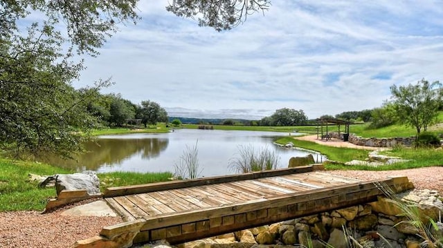 dock area featuring a water view