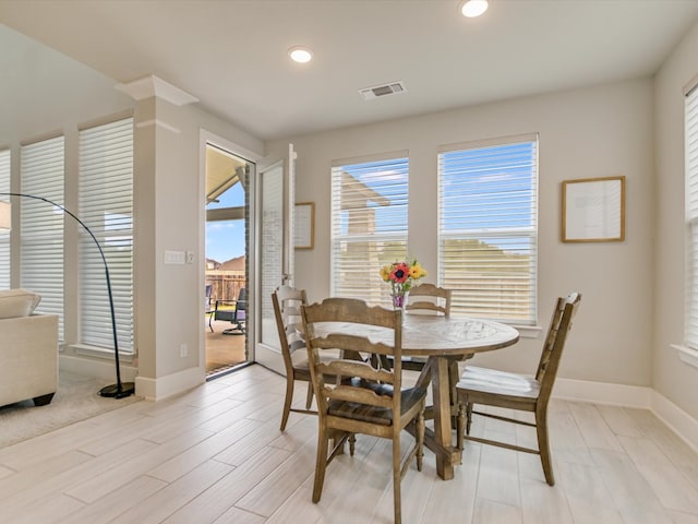 dining area featuring light hardwood / wood-style floors