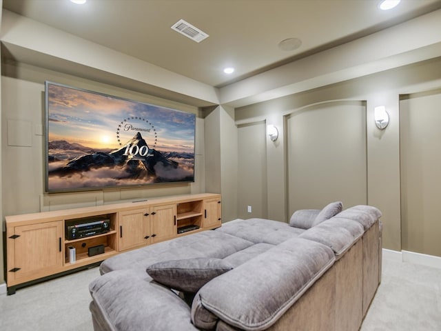 view of carpeted home theater