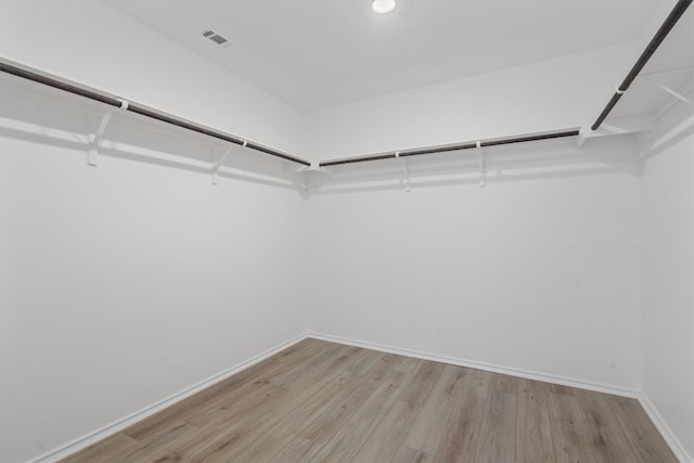 spacious closet featuring light hardwood / wood-style floors