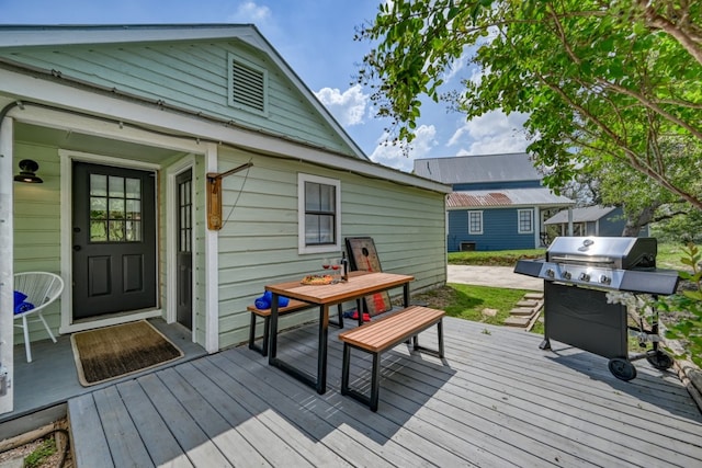 deck featuring grilling area