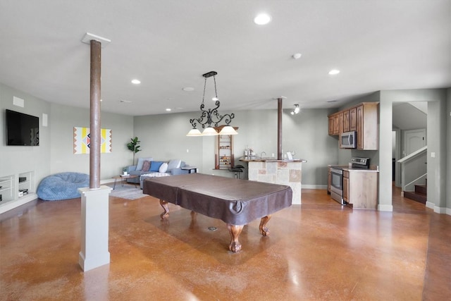 4408 Blacksmith Cv, Spicewood, TX 78669 - playroom with concrete floors, recessed lighting, and pool table